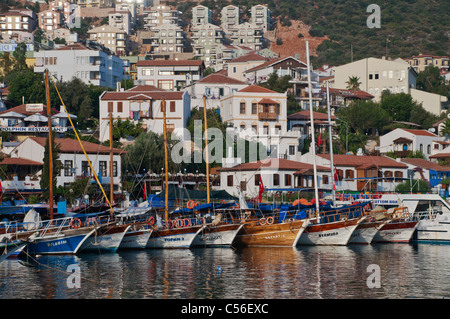 Gulet boats moored at Kas marina,Antalya,Turkey Stock Photo