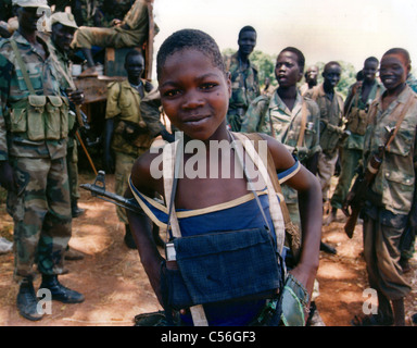 Twelve year old child soldier in the Sudan People's Liberation army, Southern Sudan, Africa Stock Photo