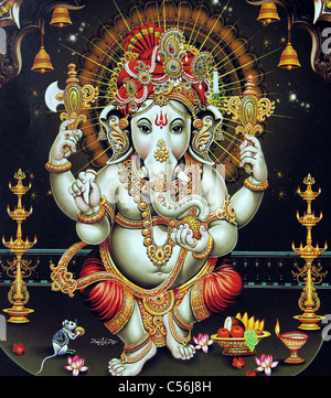 Painting of hindu god Ganesha or Ganapathy Stock Photo