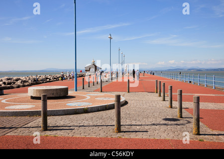 Tern Project Tongue Twisters feature and view along the stone jetty to the bay in Morecambe, Lancashire, England, UK, Britain. Stock Photo