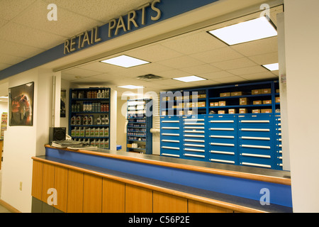 A Massachusetts auto dealership provides a large selection of auto parts for its customers. Stock Photo