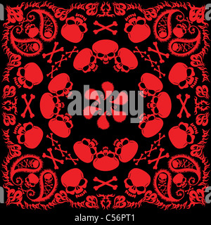 Skull and flame bandana design Stock Photo