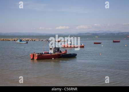 morecambe fishing boat bay alamy moored lancashire preparing england man his