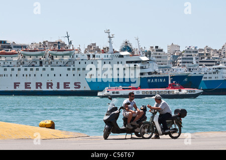 Ferries in the harbour at Pireaus, Athens, Greece. Stock Photo