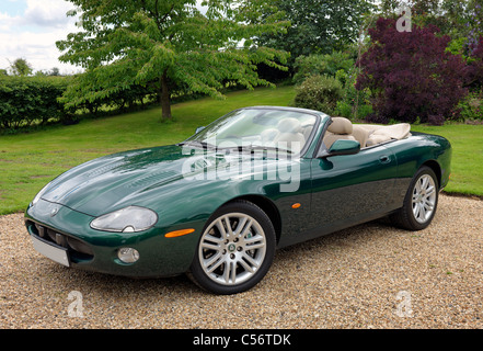 Jaguar XKR sports convertible, 2003 model year. Number plate anonymised. Stock Photo