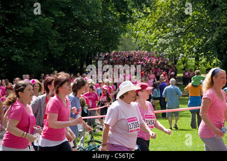 Race for LIfe, women only, 5k cancer charity event , Heaton Park, Manchester, UK Stock Photo