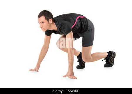 A young athlete ready to run Stock Photo