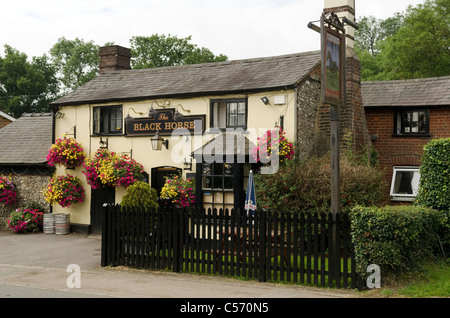 A rural countryside village roadside pub: the Black Horse in Lacey Green Bucks UK. Stock Photo