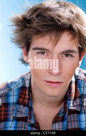 Boy wearing eyebrow piercing Stock Photo