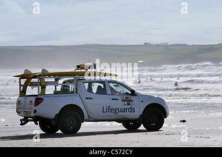 Waves on the beach at Polzeath in Cornwall, England Stock Photo - Alamy