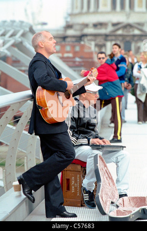 The Pet Shop Boys busking (still from music video directed by Martin Parr) Stock Photo