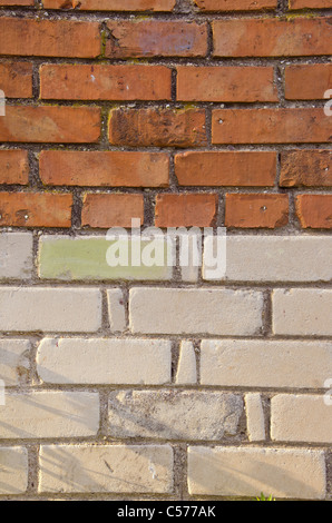 red and white old bricks wall background Stock Photo