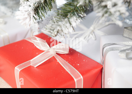 Wrapped gifts under Christmas tree Stock Photo