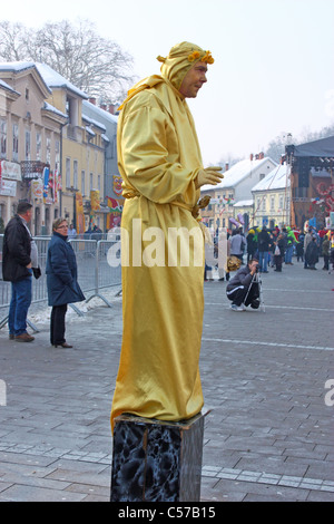 Street performer living statue on street of Samobor Stock Photo
