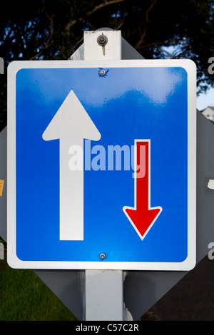 Traffic Sign, Priority Sign, Auckland, New Zealand, Monday, July 11, 2011. Stock Photo