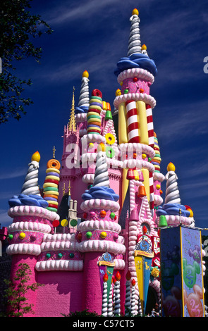 Cinderella's Castle decorated for the 25th Anniversary celebrations. Disney World Florida 1997. Stock Photo