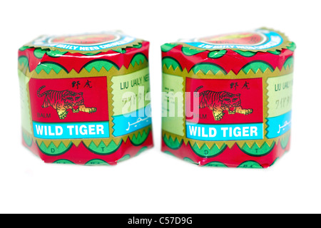 Two small sealed jars of Wild Tiger balm. Stock Photo