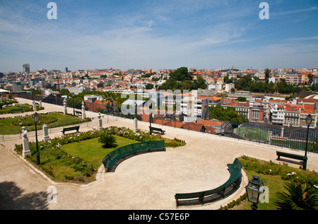 View from the Miradouro de Sao Pedro de Alcantara over Lisbon. Stock Photo