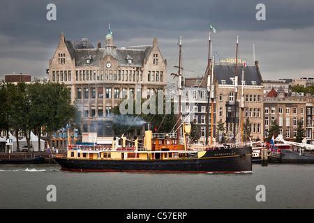 The Netherlands, Rotterdam, Steamboat in city centre. Stock Photo