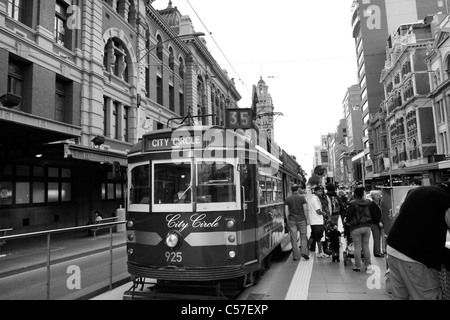 City Circle Tram near Flinders Street Station in Melbourne, Australia. Stock Photo