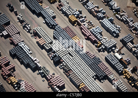 The Netherlands, Wijk bij Duurstede. Stonefactory, aerial. Heaps of stones. Stock Photo