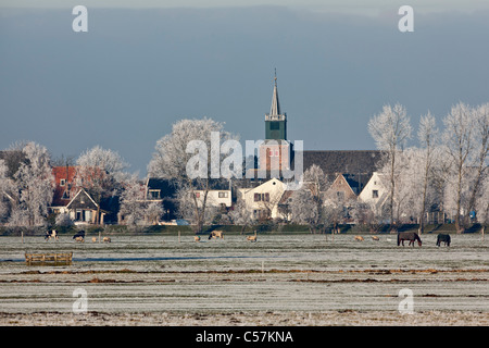 The Netherlands, Nigtevecht, panoramic view on village. Winter. Stock Photo