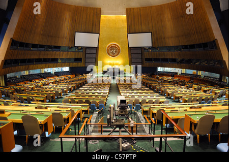 United Nations General Assembly hall in New York City Manhattan. Stock Photo