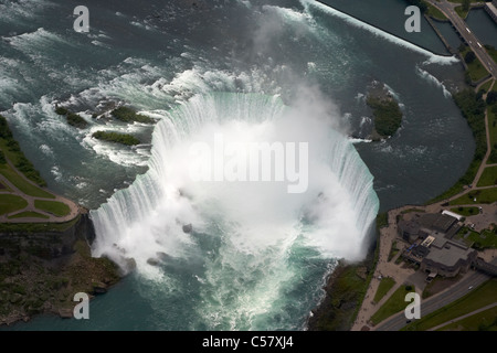 areial view of the horseshoe falls from helicopter flight over niagara falls ontario canada Stock Photo