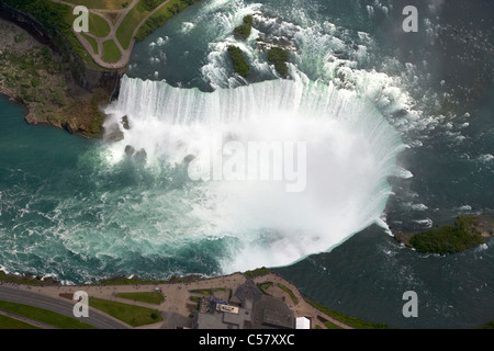 areial view of the horseshoe falls from helicopter flight over niagara falls ontario canada Stock Photo