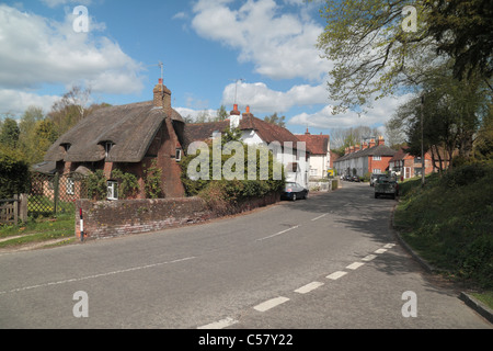 Main street through the Hampshire village of Old Basing, Basingstoke, Hampshire, England. Stock Photo
