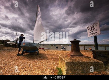 About to set sail from Burnham Overy Staithe Stock Photo