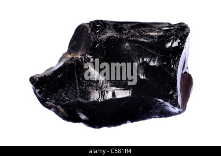 Black Obsidian (Mexico) Natural volcanic glass Stock Photo