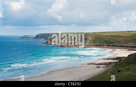 The beach of Whitesand Bay at Sennen Cove, west coast of Cornwall, UK Stock Photo