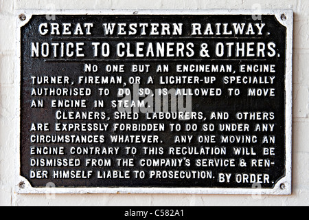 Great Western Railway Cast Iron Notice Stock Photo