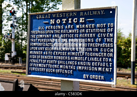 Great Western Railway Cast Iron Notice Stock Photo