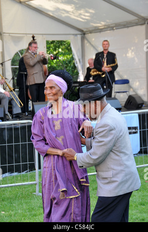 Coin Street Festival London 2011 Capital Age Festival southbank Jazz concert pensioners dancing Stock Photo