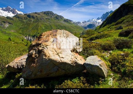 Valley of Binn, Switzerland, Europe, canton Valais, nature reserve valley of Binn, cliff, mountains Stock Photo