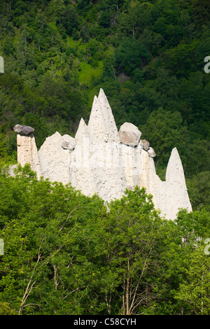 Euseigne, earth pyramids, Switzerland, Europe, canton Valais, nature reserve Val d'Hérens, natural monument, earth pillar, cliff Stock Photo