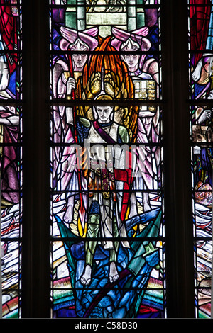 Stained Glass Window, Winchelsea, East Sussex, UK, England Stock Photo