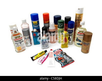 Various Household Products That are Sometimes Used As Inhalants Stock Photo