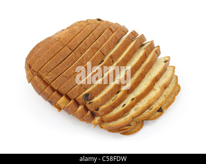 Raisin bread on white background Stock Photo