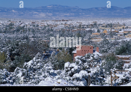 Winter, snow, Santa Fe, New Mexico, USA, United States, America, landscape, bilking Stock Photo