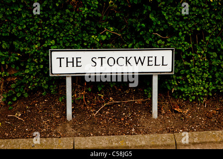 UK Rural Village Freestanding Street Sign, 'The Stockwell'. Stock Photo
