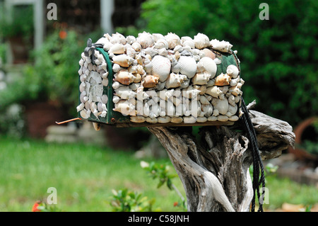 Mail box, decorated, shells, Bonita Beach, near Fort Myers, Florida, USA, United States, America, Stock Photo