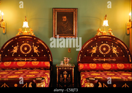 Bedroom, John Ringling, Interior, The Ringling Mansion, Ca D'Zan, John and Mable Ringling Museum of Art, Sarasota, Florida, USA, Stock Photo