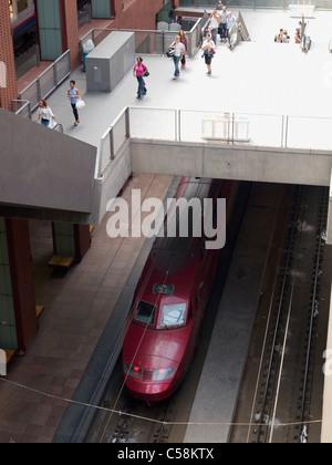 Thalys high-speed train in Antwerp Central Station, Belgium Stock Photo