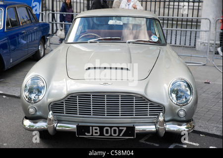 London, UK, 007 James Bond Aston Martin car in Trafalgar Square. Stock Photo