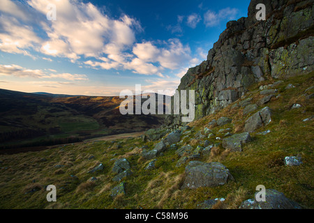 England, Northumberland, Harthope Valley. The Cheviot Hills and the Northumberland National Park viewed from Housey Crags Stock Photo
