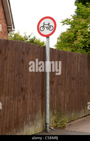 UK No Cycling sign, circular red and white, with cycle symbol. Portrait Stock Photo