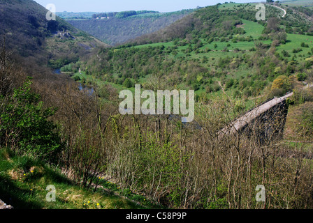 View west from 'Monsal head' along monsal dale in Derbyshire England Stock Photo